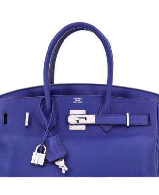 Pre-Owned Hermes Birkin 30 Handbag Blue Swift with Palladium Hardware