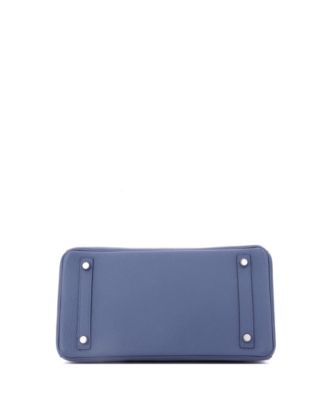 Pre-Owned Hermes Birkin 30 Handbag Blue Togo with Palladium Hardware