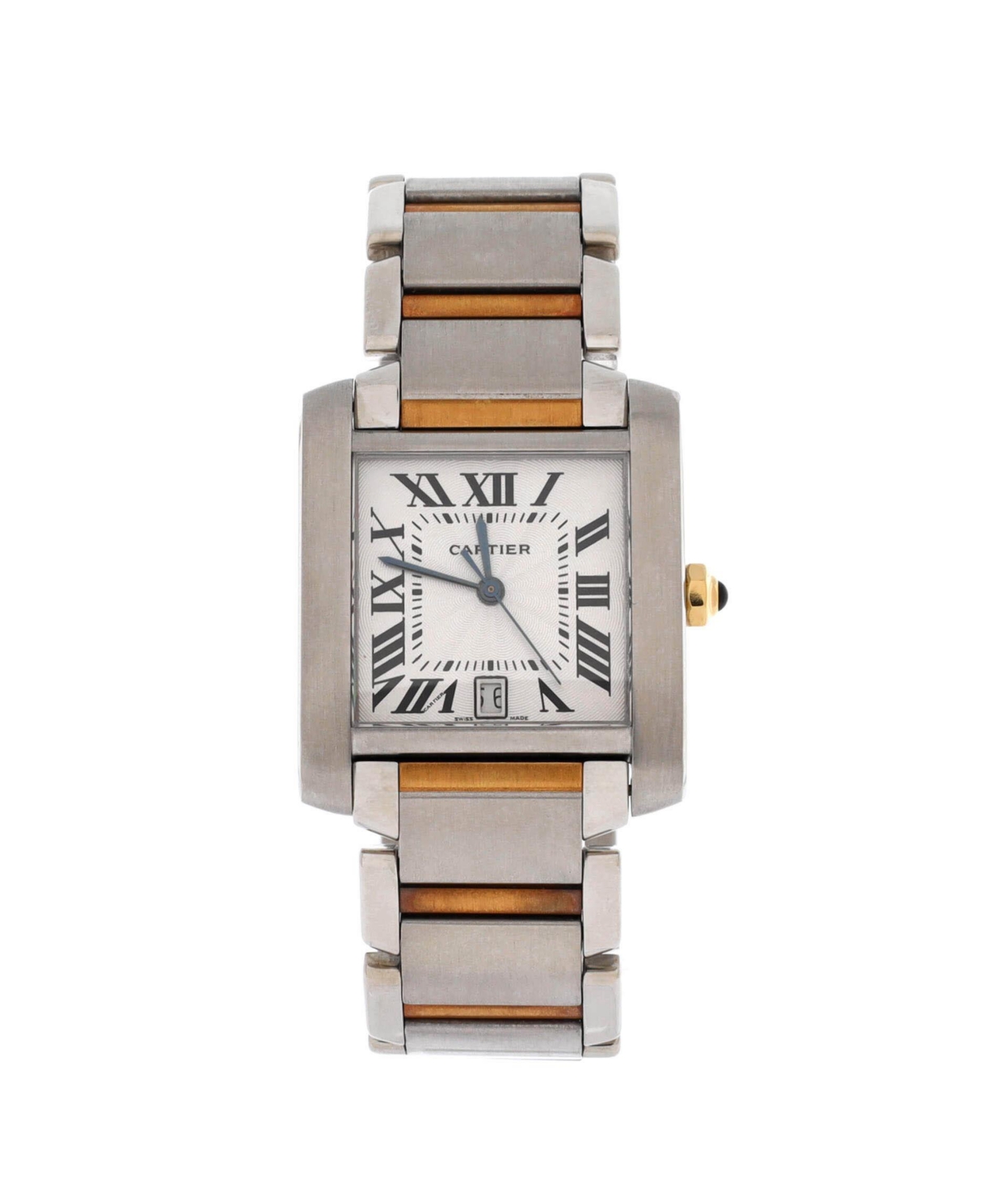 Tank Francaise Automatic Watch in Stainless Steel and Gold 28mm - Dial color: natural