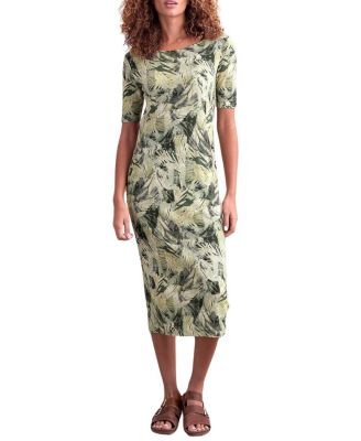 Women's Linen Blend Button Back Midi Dress