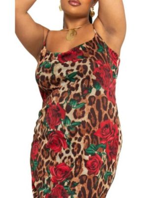 Women's Leopard Print And Floral Mesh Maxi Dress