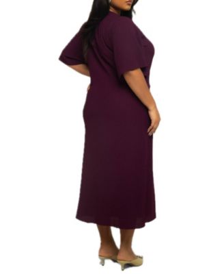 Women's Ruched Flutter Sleeve Midi Dress