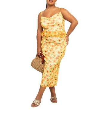 Women's Floral Print Peplum Midi Dress