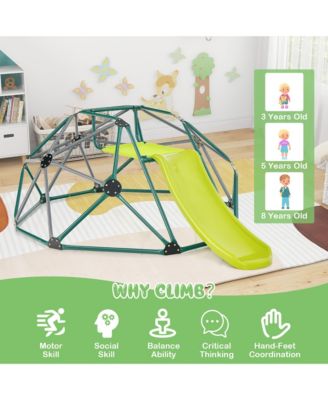 Toddler 8FT Climbing Dome w/ Slide Outdoor Jungle Gym Dome Climber Green & Gray
