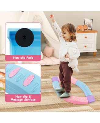 Kids Colored Balance Beams w/ Non-slip Textured Surface Bottom Pad Multicolor