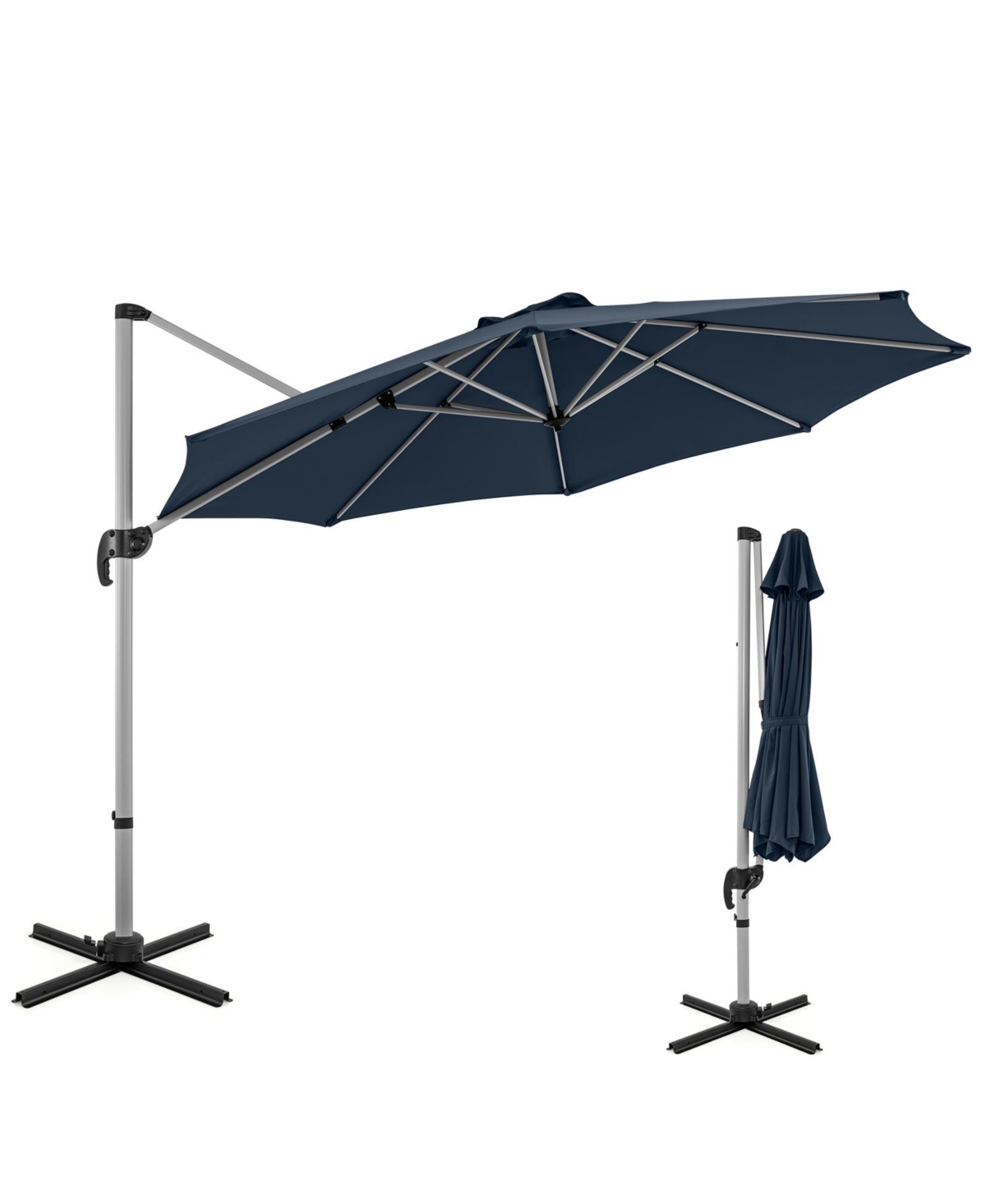 11 Ft Outdoor Patio Umbrella with 360&#xB0; Rotation and Adjustable Tilt - Navy