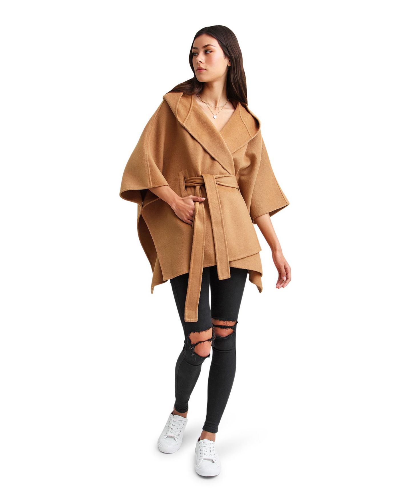 Женское пальто Belle & Bloom Jacksons Landing Wool Blend Cape, цвет: Тёмный верблюжий — фото 5