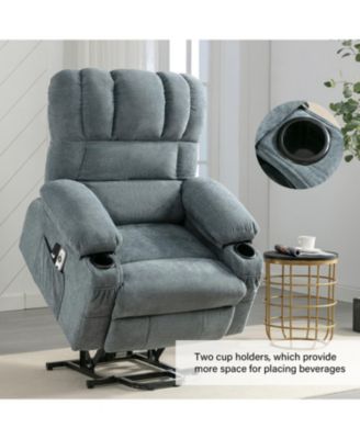 Electric Massage Lift Chair w/ Heat & USB - BLUE
