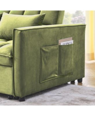 Velvet Green 54" Sleeper Sofa with Adjustable Back