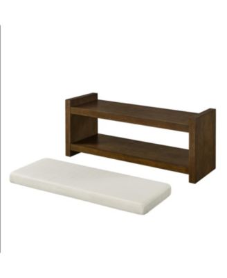 40" Beige Bench with Shoe Rack & Removable Cushion