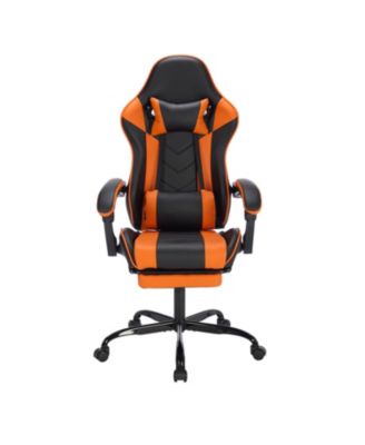 Gaming Chair with Footrest Headrest & Lumbar Support - Black/Orange