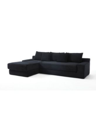 L-Shaped Corduroy Sectional Sofa Bed