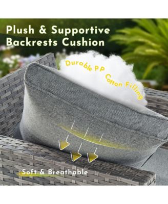 4 Pieces Outdoor Patio Furniture Set,Outside Conversation Set with All-Weather Wicker Sofa,Deep Seating Cushions and Solar Powered Coffee Table