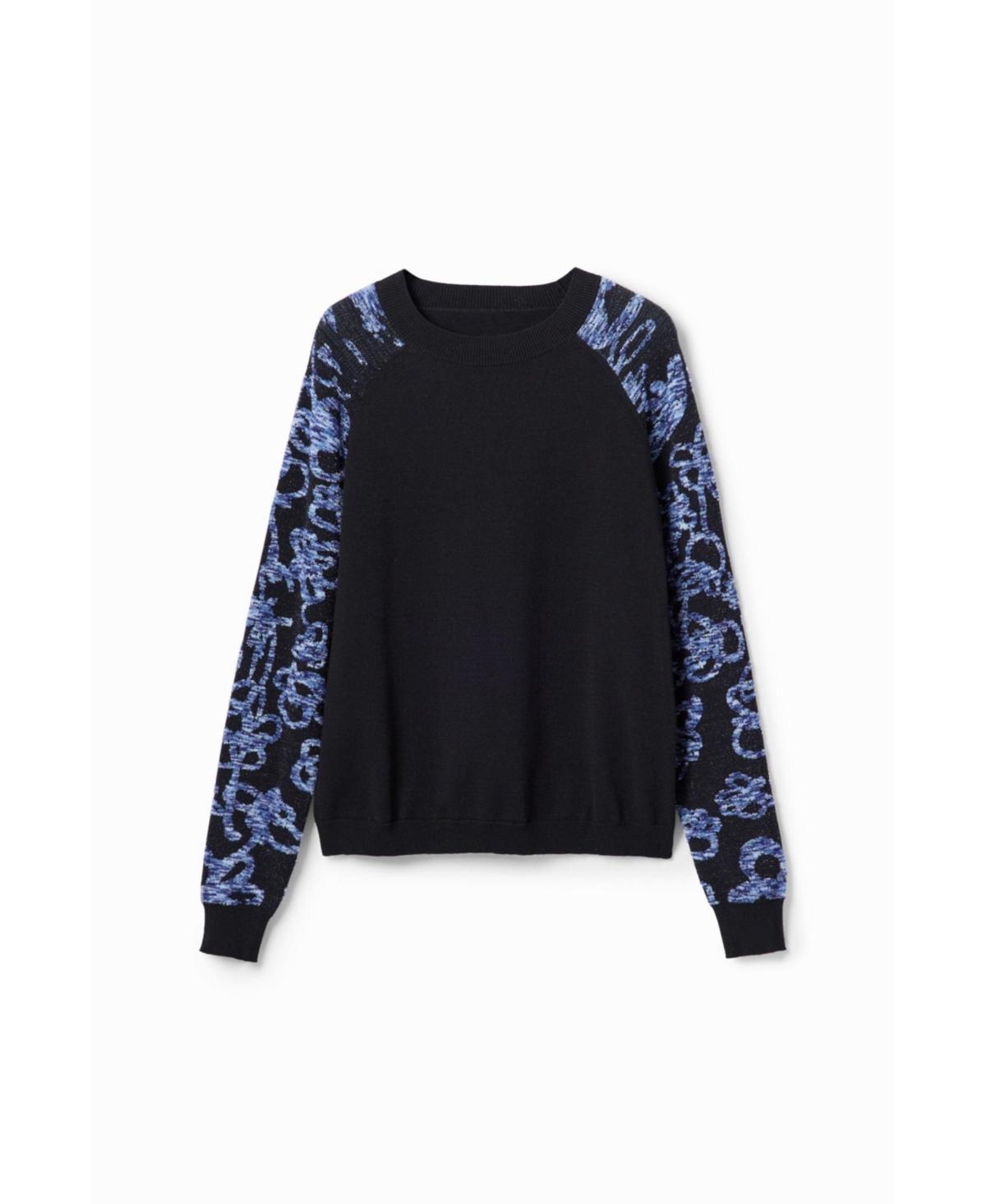 Women's Floral print sleeve pullover - Black