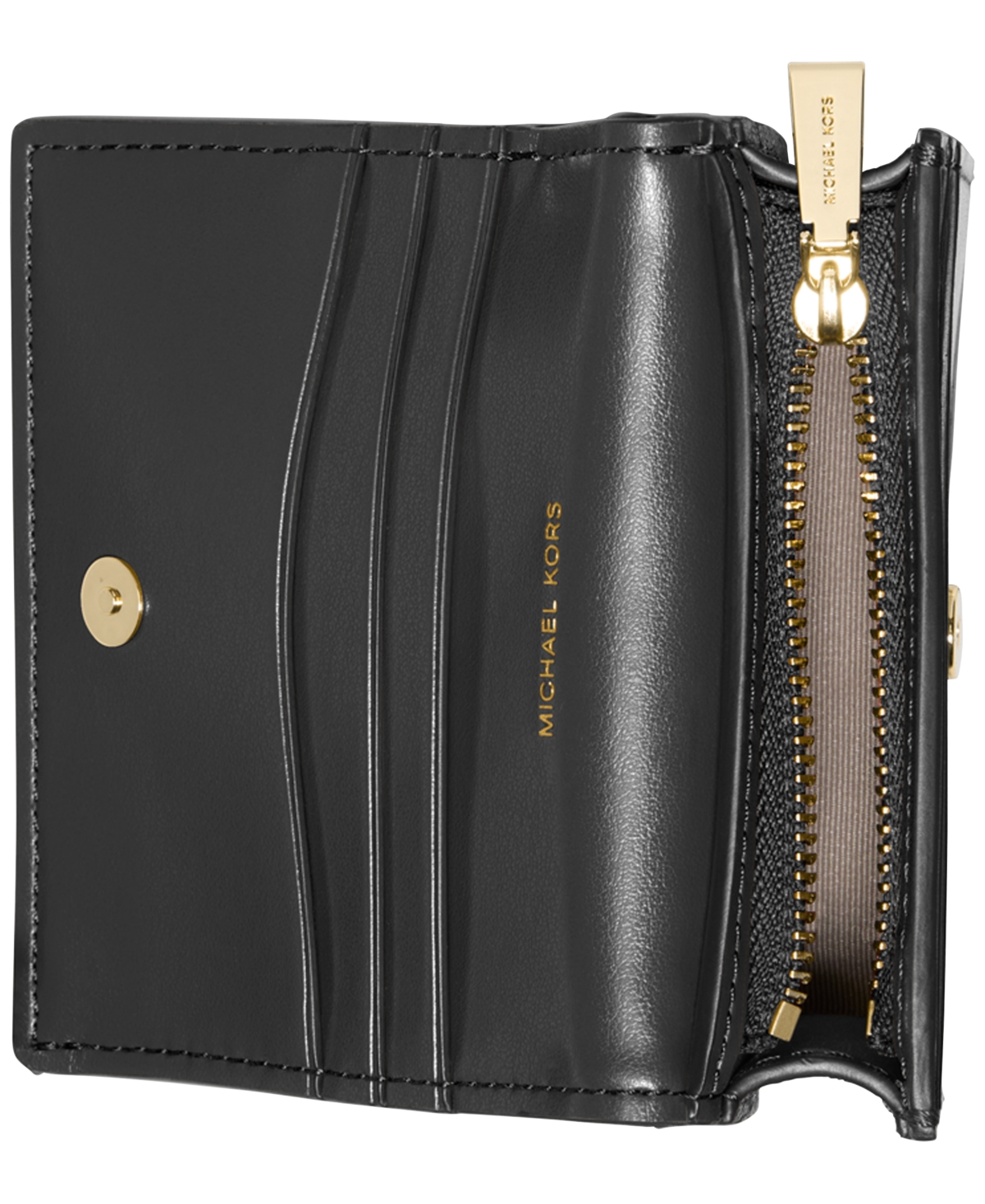 Michael Kors Hamilton Leather Compact Wallet In Black