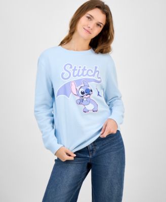 Disney - Juniors' Stitch Graphic Cotton Crewneck Sweatshirt