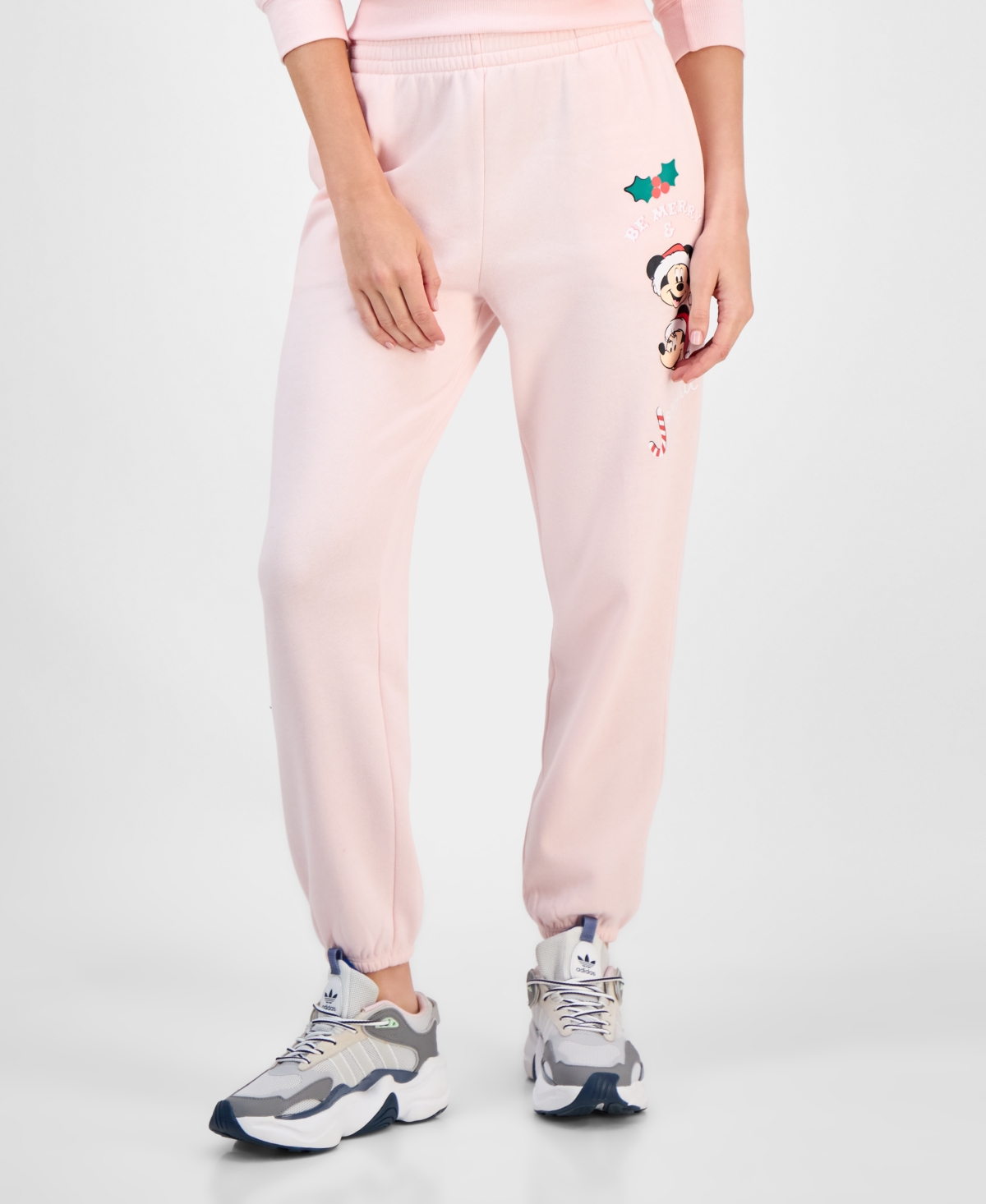 Disney Juniors' Merry & Joyful Jogger Sweatpants In Pink