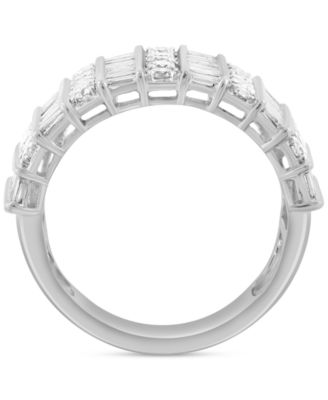 EFFY&reg; Diamond Round & Baguette Multirow Statement Ring (1-7/8 ct. t.w.) in 14k White Gold