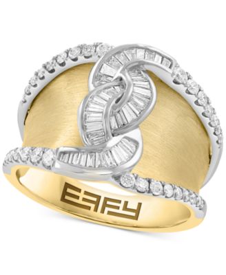 EFFY Collection - Diamond Round & Baguette Concave Ring (5/8 ct. t.w.) in 14k Two-Tone Gold