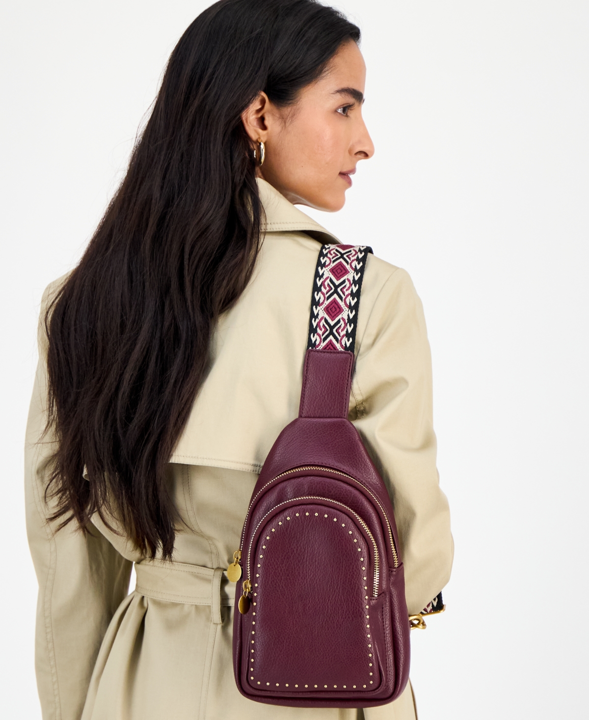 Style & Co Mini Studded Sling Bag, Macy's Exclusive In Burgundy