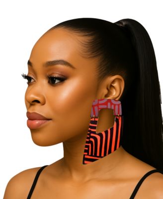 Swanky Designs Raquel Dangle Abstract Earrings - Orange