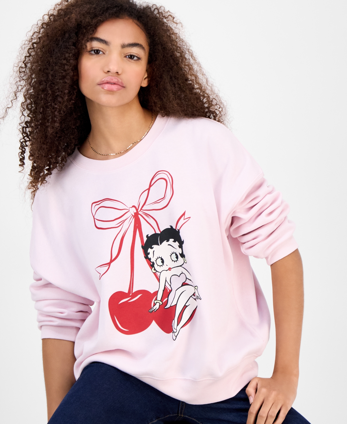 Grayson Threads, The Label Juniors' Betty Boop Cherry Graphic Sweatshirt