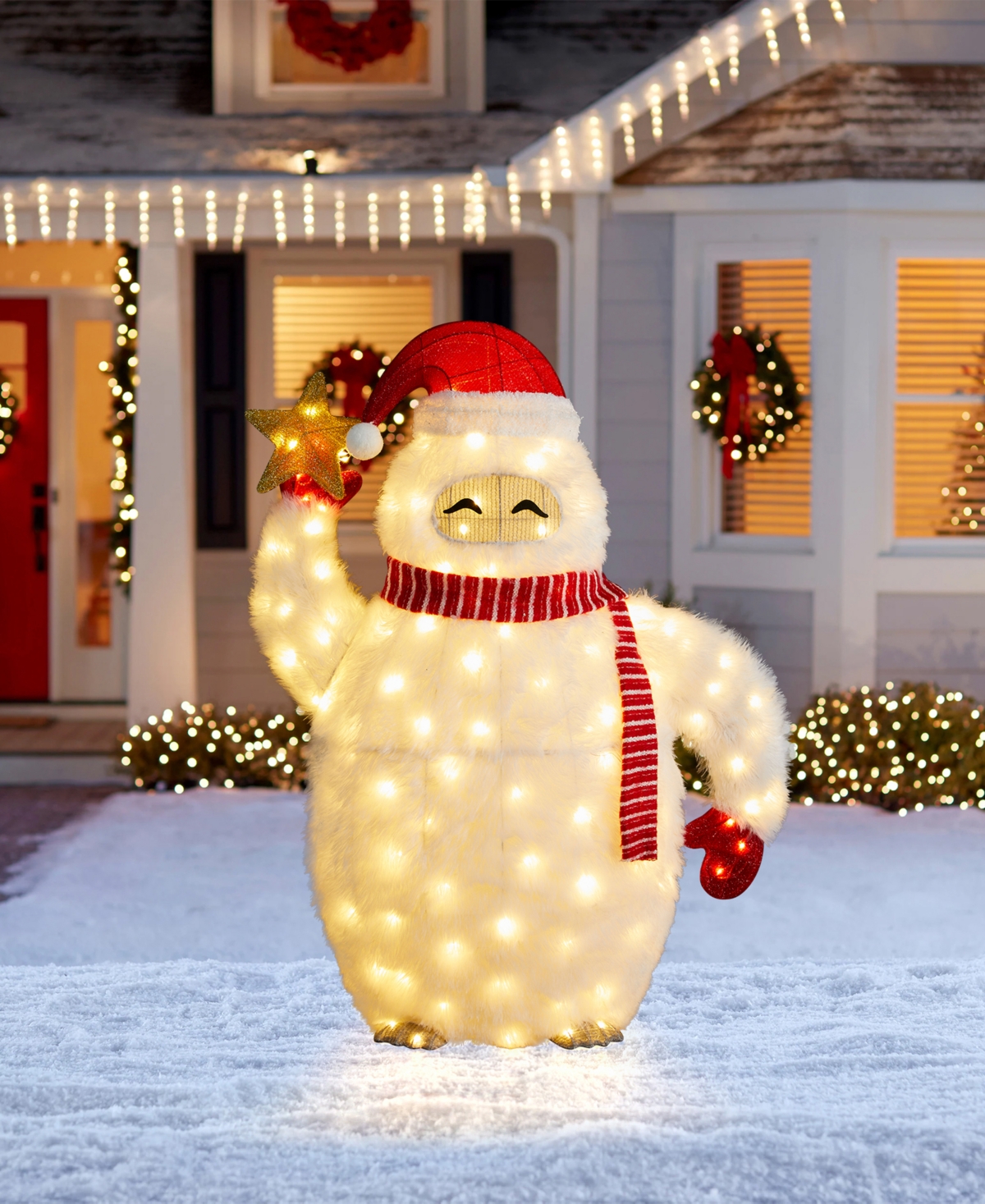 Glitzhome 42" Lighted Fabric Christmas 3d Yeti Outdoor Decor In Multi
