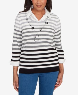 Petite Ombre Stripe Layered Sweater