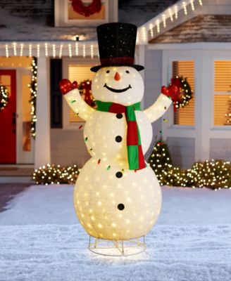 94.5" Lighted Fabric Christmas 3D Foldable Snowman Outdoor D&eacute;cor