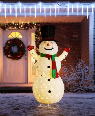 94.5" Lighted Fabric Christmas 3D Foldable Snowman Outdoor D&eacute;cor