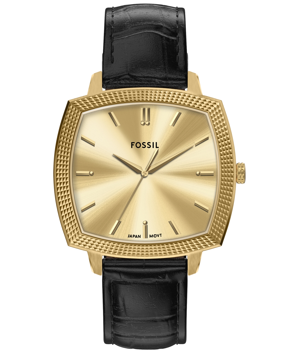 Fossil Unisex Nick Jonas X Machine Luxe Black Croco Leather Watch, 37mm In Black