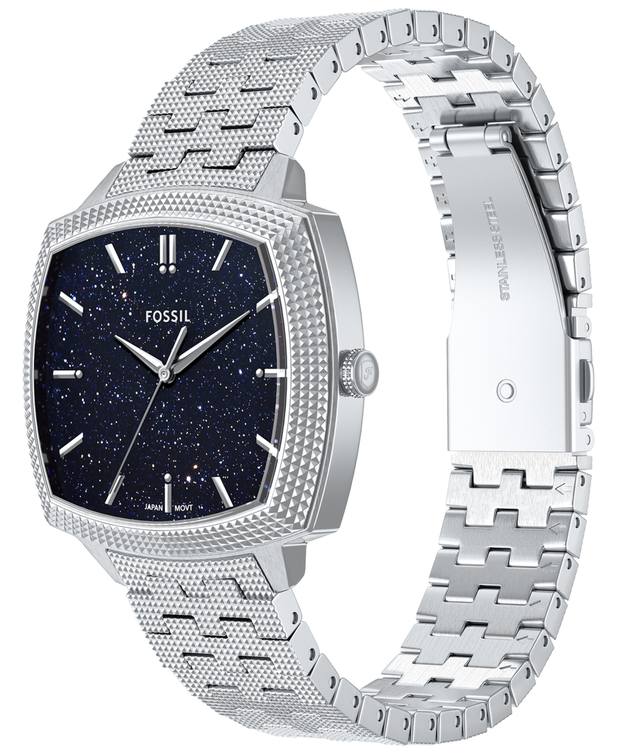 Fossil Unisex Nick Jonas x Machine Luxe Aventurine Silver-Tone Stainless Steel Watch, 37mm
