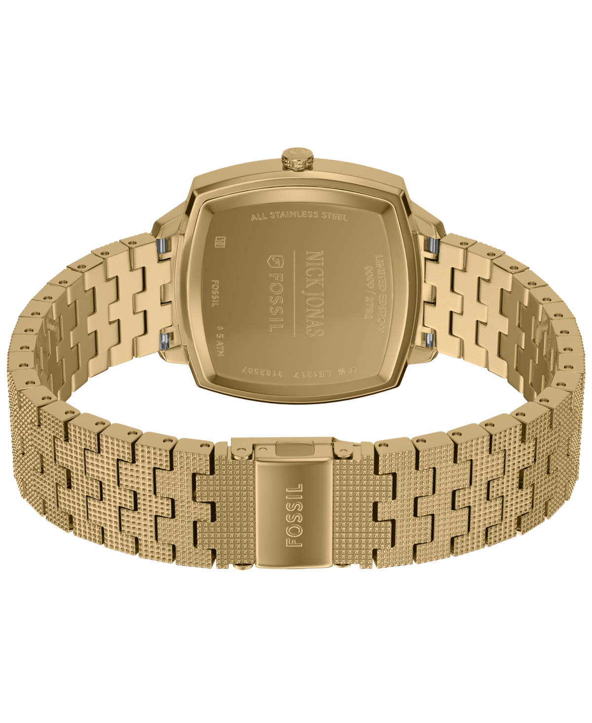 Fossil Unisex Nick Jonas X Machine Luxe Malachite Gold-tone Stainless Steel Watch, 37mm In Gold