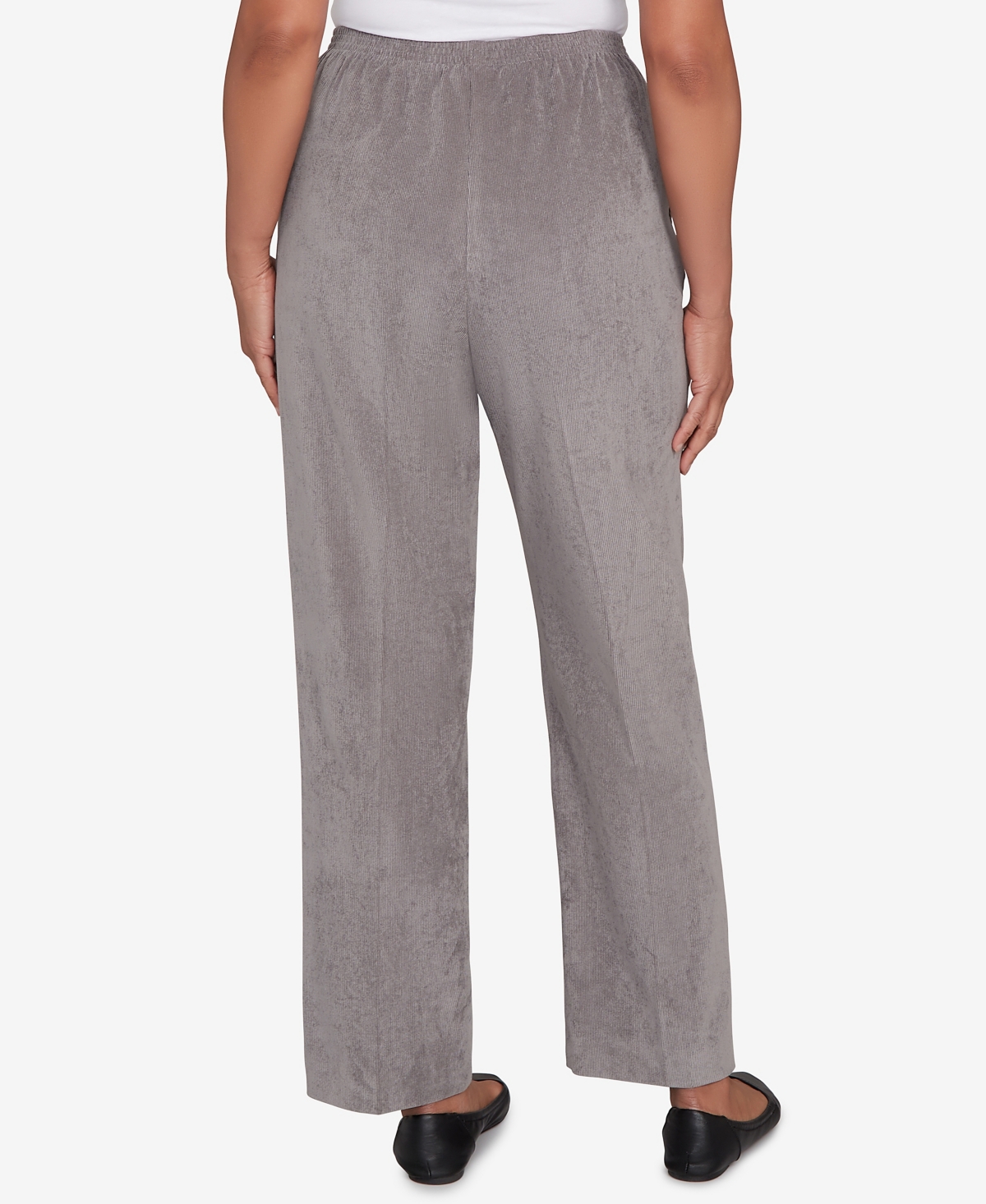 Alfred Dunner Petite Corduroy Medium Length Pants In Gray