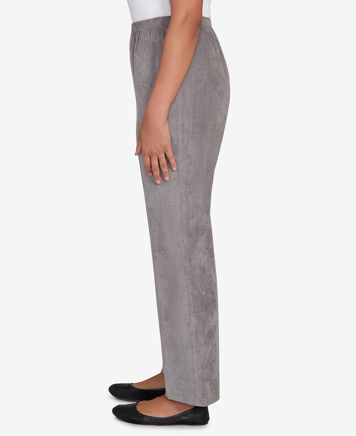 Alfred Dunner Petite Corduroy Medium Length Pants In Gray