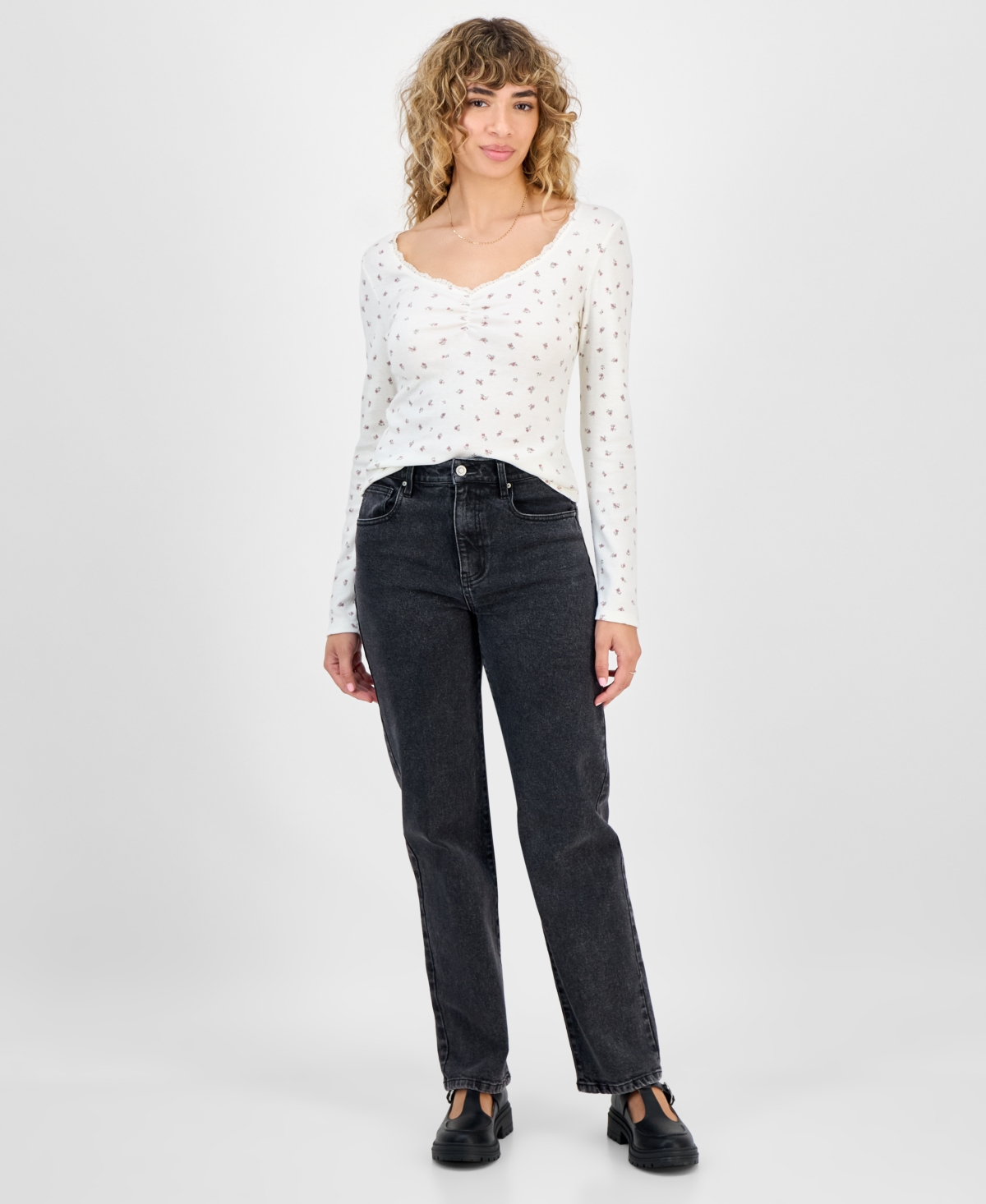 Celebrity Pink Juniors' Skater Straight Leg Jeans In Black