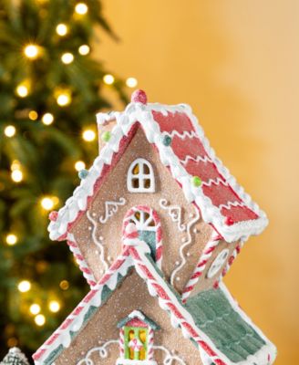 18.5" Lighted Resin Christmas Gingerbread House Figurine