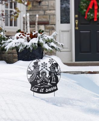 30" Metal Christmas Silhouette Snowman Family Yard Stake or Wall D&eacute;cor