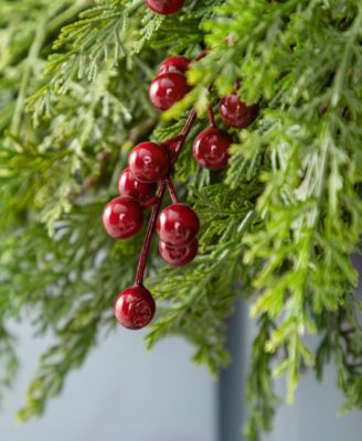 24" Polyethylene Christmas Dripping Cedar Wreath with Berries