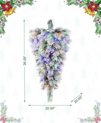 3 ft Pre-Lit Snow Flocked Pine Christmas Teardrop