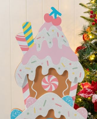 35.25" Wooden Christmas Gingerbread House Porch D&eacute;cor