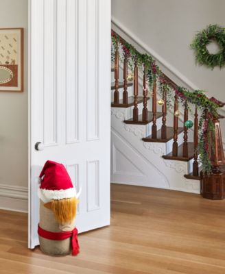 20" Polyester Christmas Linen Highland Cow Doorstop Porch D&eacute;cor