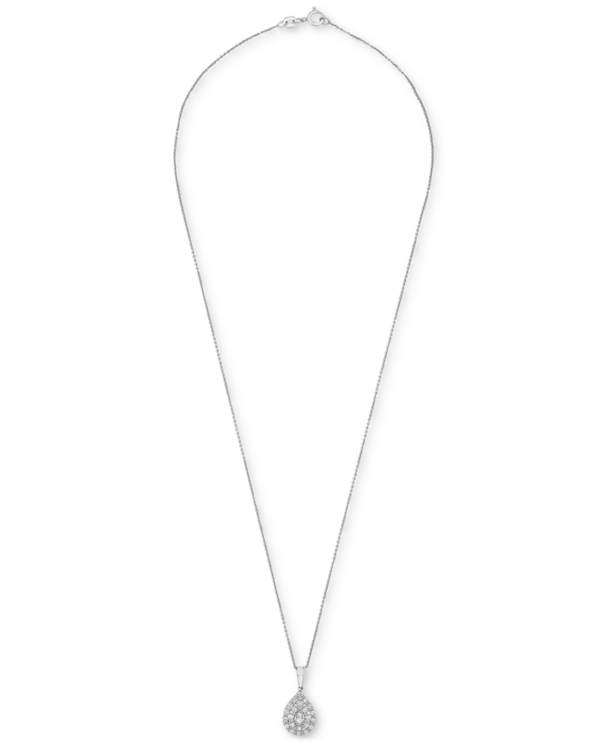 Macy's Diamond Teardrop Cluster 18" Pendant Necklace (1/4 Ct. T.w.) In Sterling Silver,  Exclusive In Metallic