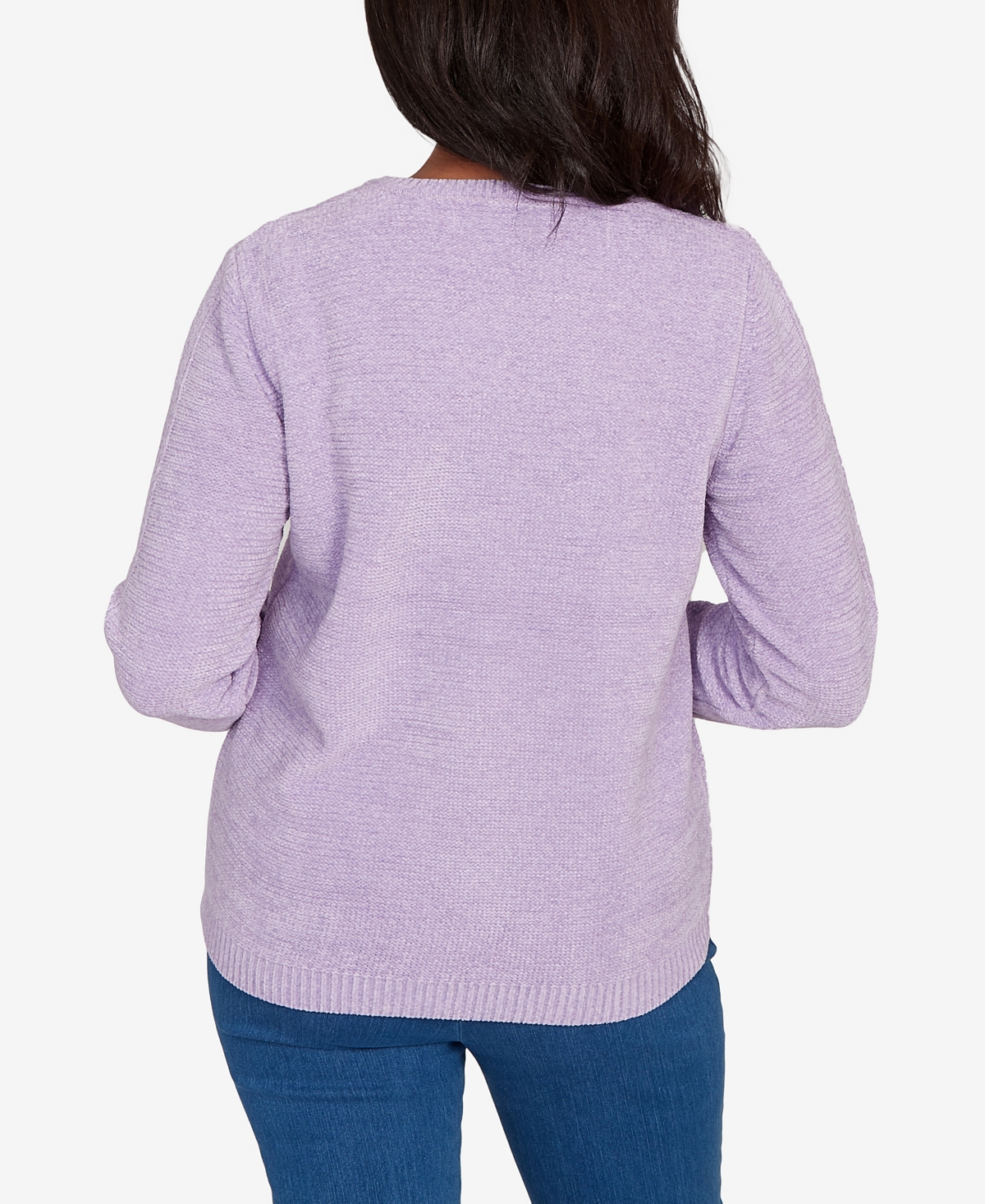 Alfred Dunner Petite Chenille Pullover Sweater In Purple