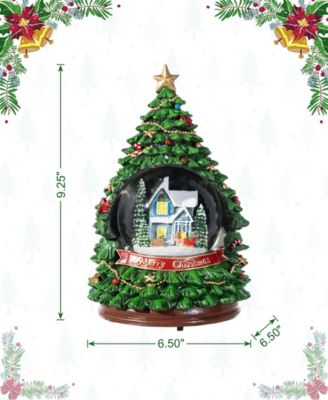 100mm Lighted Resin Christmas Musical Snowflakes Christmas Tree Water Globe