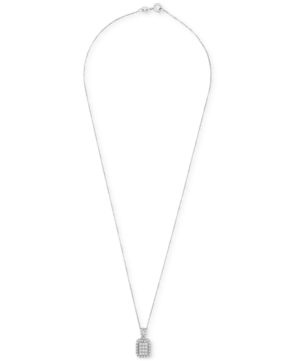 Macy's Diamond Octagon Halo Cluster 18" Pendant Necklace (1/3 Ct. T.w.) In Sterling Silver,  Exclusiv In Metallic