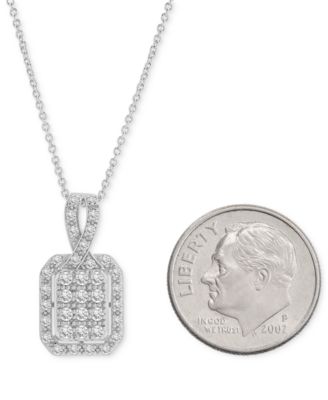 Diamond Octagon Halo Cluster 18" Pendant Necklace (1/3 ct. t.w.) in Sterling Silver, Exclusive