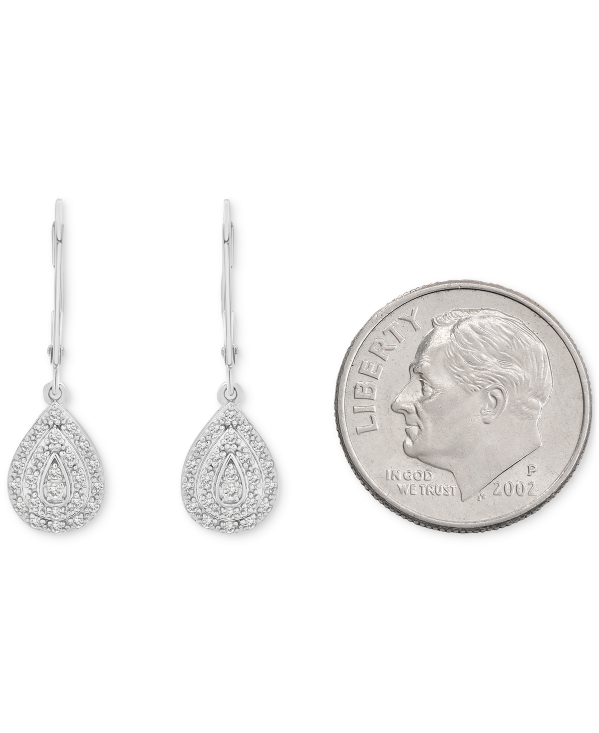 Macy's Diamond Teardrop Cluster Drop Earrings (1/4 Ct. T.w.) In Sterling Silver,  Exclusive In Gold