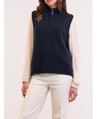 Women's Lmbswl Quarter Zip Slvless Top