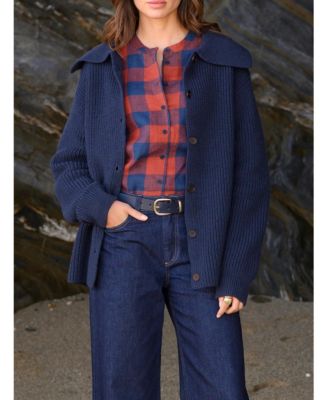 Women's Sailor Collar Longline Cardigan